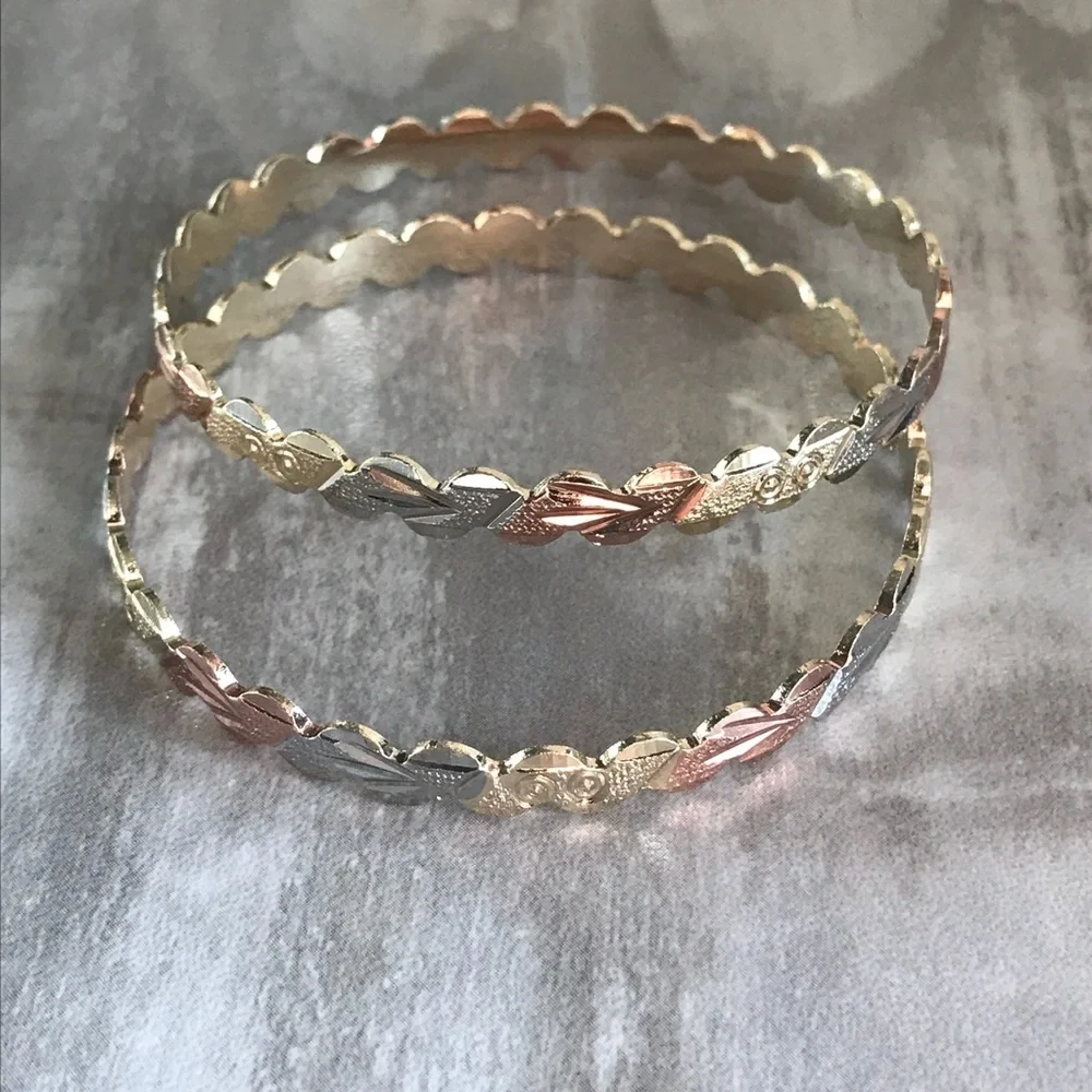 2set TriColor Gold Plated Bangle Cuff - Picture 2 of 7